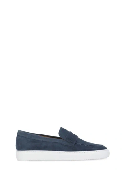 Doucal's Suede Leather Loafers In Blue