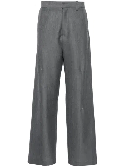 Heliot Emil Grey Radial Tailored Trousers In Grau
