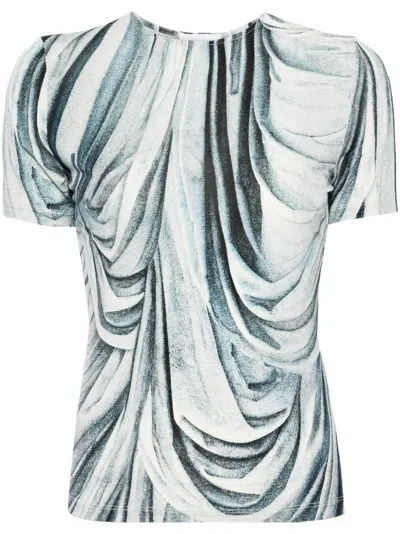 Rabanne Statue-print Crew-neck T-shirt In Blau