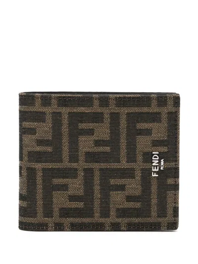 Fendi Men Ff Bi-fold Wallet In Brown