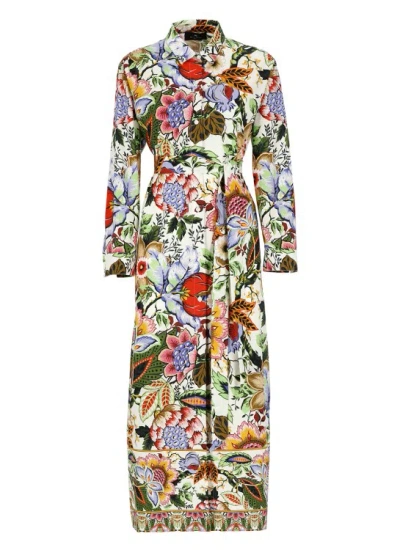 Etro Floral-print Maxi Shirt Dress In Multicolor