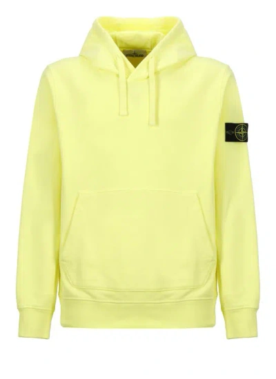 Stone Island Cotton Hoodie In Yellow