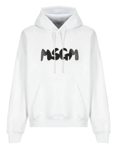 Msgm Hoodie With Logo In White