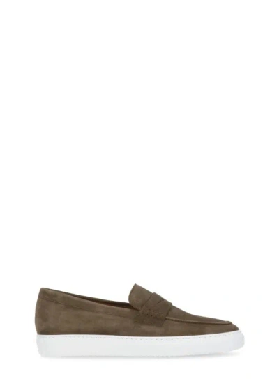 Doucal's Almond Toe Suede Loafers In Brown