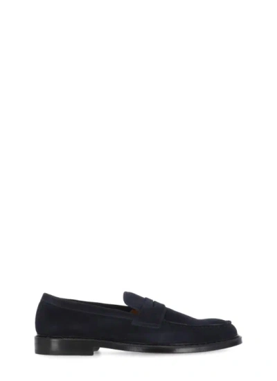 Doucal's Suede Leather Loafers In Black