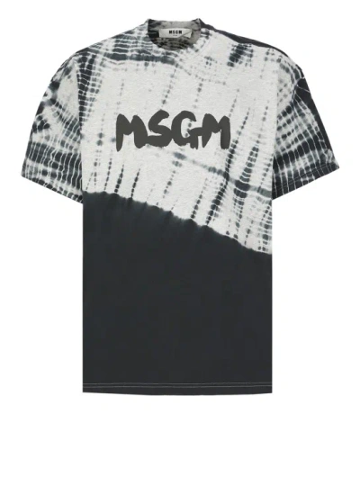 Msgm T-shirt With New Brushed Logo In Black