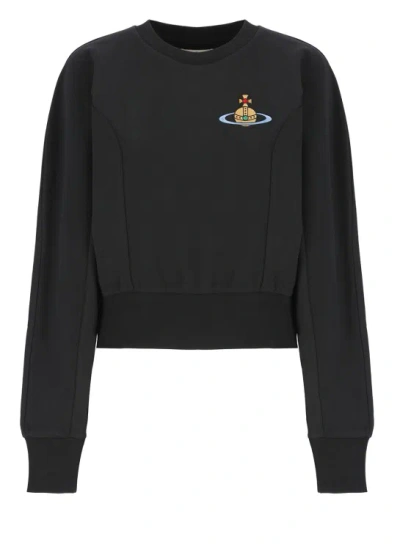 Vivienne Westwood Black Cotton Crew Neck Sweater With Logo
