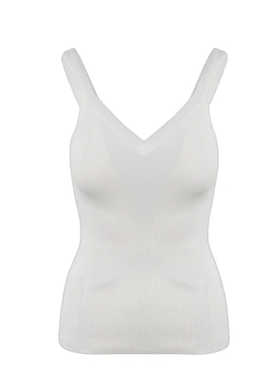 P.a.r.o.s.h. Cipria Ribbed Tank Top In White