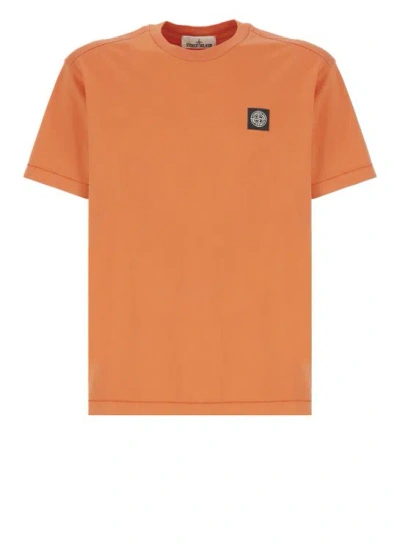 Stone Island Orange Cotton Tshirt