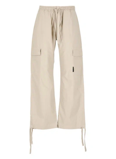 Msgm Cotton Trousers In Neutrals