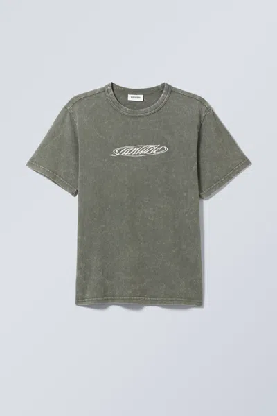 Weekday Boxy Lightweight Graphic T-shirt In Green