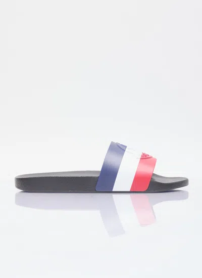 Moncler Basile Logo-embossed Slides In Blue