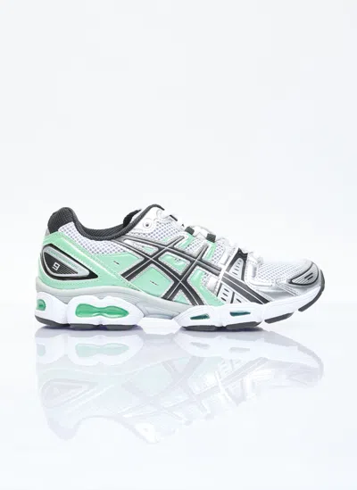 Asics Gel-nimbus 9 Sportstyle Trainers In White/bamboo, Women's At Urban Outfitters In Grey