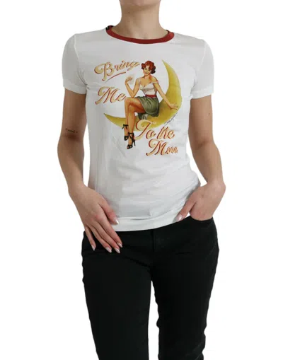 Dolce & Gabbana White Bring Me To The Moon T-shirt Top