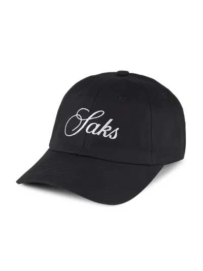 Saks Fifth Avenue Men's Collection Logo-embroidered Cotton Baseball Cap In Black