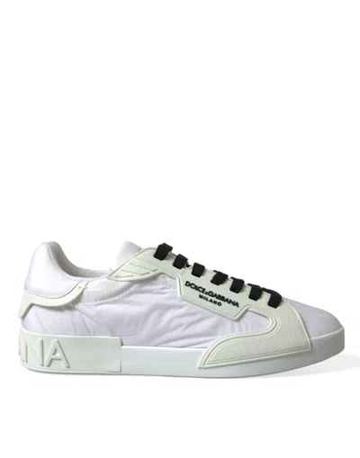 Dolce & Gabbana White Portofino Low Top Sneakers Shoes In Off White