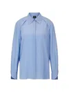 Hugo Boss Long-sleeved Blouse In Washed Silk In Blue
