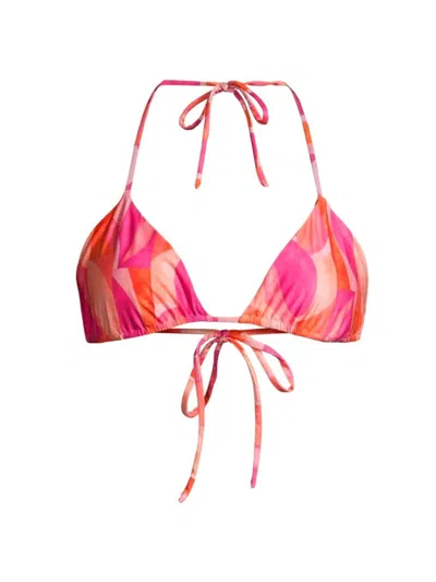 Peixoto Fifi Seashell Print Triangle Bikini Top In Grapefruit