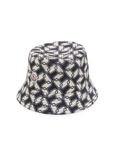 Moncler Women's Logo-detailed Abstract Bucket Hat In Blue