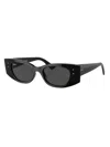 Ray Ban Women's Rb4427 Kat 49mm Rectangular Sunglasses In Black Dark Grey