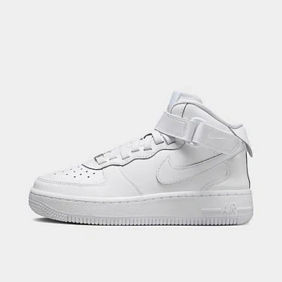 Nike Air Force 1 Mid Easyon Big Kids' Shoes In White/white/white