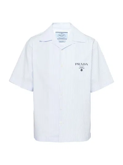 Prada Short-sleeved Striped Shirt In White