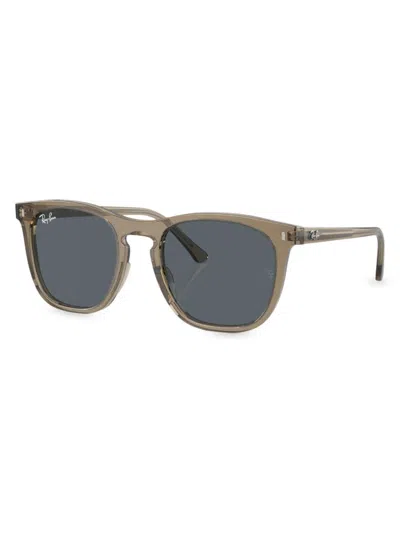 Ray Ban Rb2210 Sunglasses Transparent Brown Frame Blue Lenses 53-21