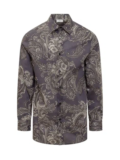 Etro Paisley-print Cotton Shirt In Blue