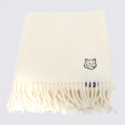 Maison Kitsuné White Wool Scarves In Paper