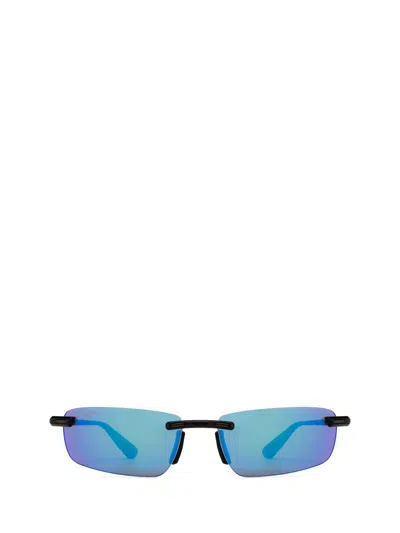 Maui Jim Sunglasses In Shiny Black W/ Blue