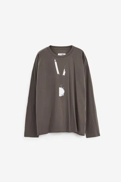 Mm6 Maison Margiela Long Sleeve T-shirts In Anthracite