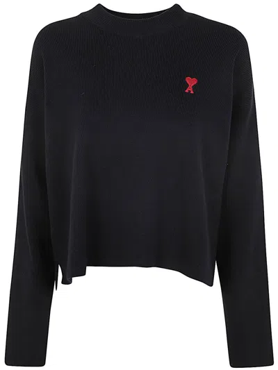 Ami Alexandre Mattiussi Ami Paris Red Adc Crew Neck Sweater Clothing In Black