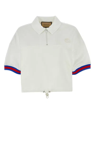 Gucci Logo Patch Polo Shirt In White