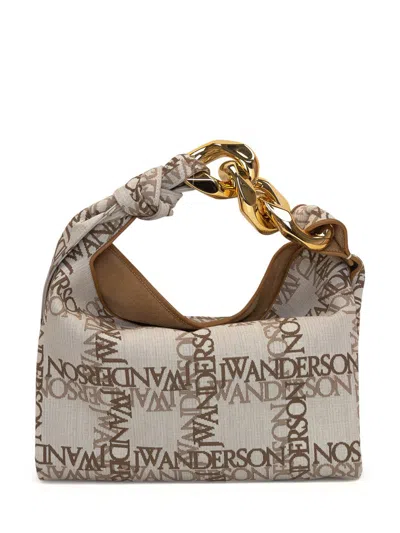 Jw Anderson J.w. Anderson Chain Hobo Small Bag In Beige