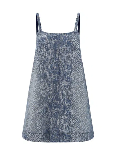 Versace Jeans Couture Glitter Animalier Mini Dress In Indigo