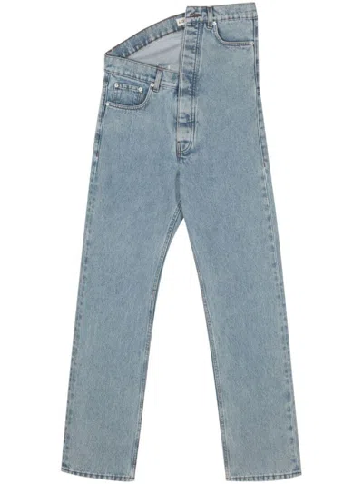 Y/project Asymmetric Organic-cotton Jeans In Blue