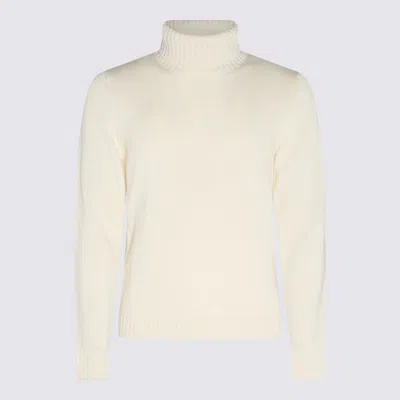 Zanone White Wool Funnel Neck Jumper