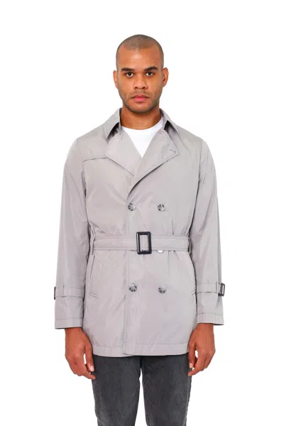 Vellapais Bellagio Men's Modern Fit Fashion Trench Coat In Grey
