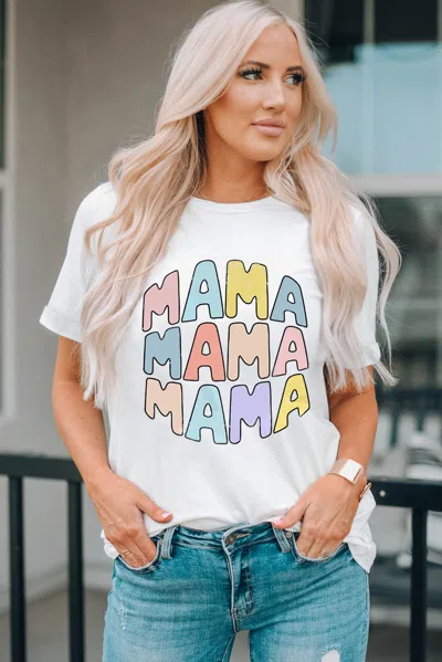 Threaded Pear Mama Crew Neck Casual T Shirt In White