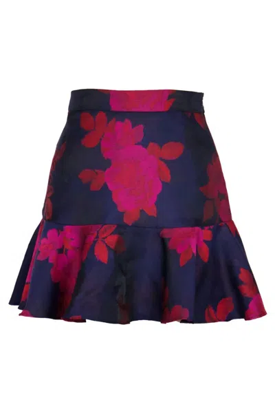 Lucy Paris Lotus Mini Skirt In Navy In Blue