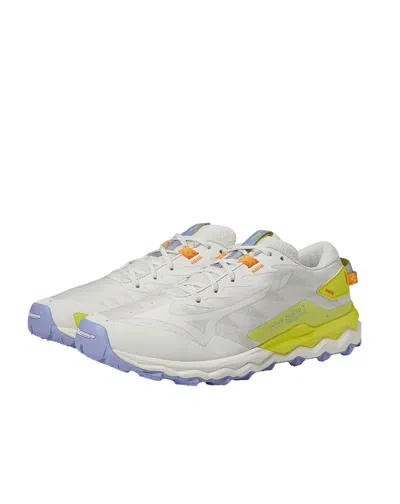 Mizuno Women Wave Daichi 7 Roxy Running Shoe In Snow White-limeade In Multi