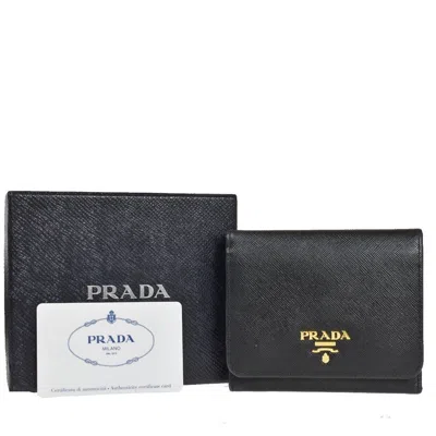 Prada Saffiano Leather Wallet () In Black