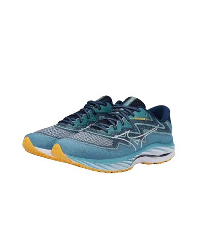 Mizuno Men Wave Rider 27 Running Shoe In Adriatic Blue-snow White In Multi