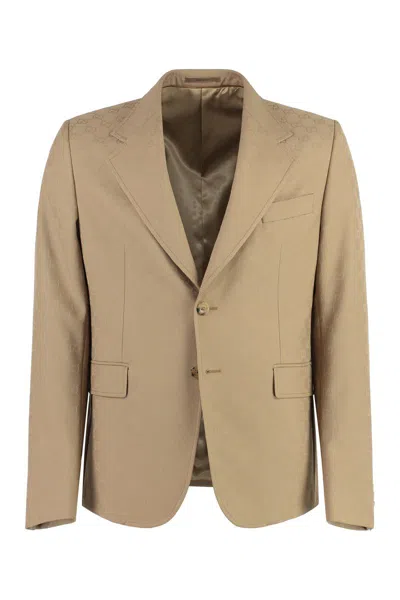 Gucci Single-breasted Two-button Jacket In Camel