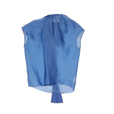 Khaite The Kass Draped Sheer Blouse In Blue