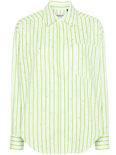 Essentiel Antwerp Fevertree Striped Cotton Shirt In 绿色