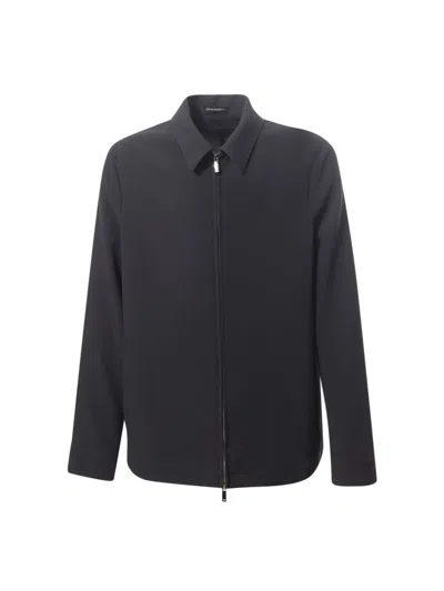 Emporio Armani Classic Collar Jacket In Nero