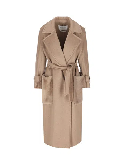 Max Mara Magia Belted Cashmere Coat In Brown