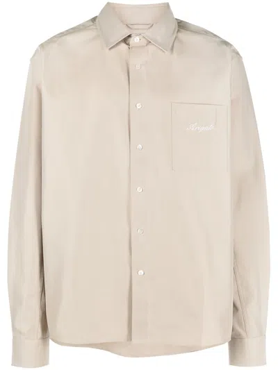 Axel Arigato Flow Logo-embroidered Shirt In Beige