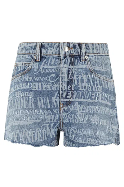 Alexander Wang Bite Logo-print Denim Shorts In Vintage Medium Indigo